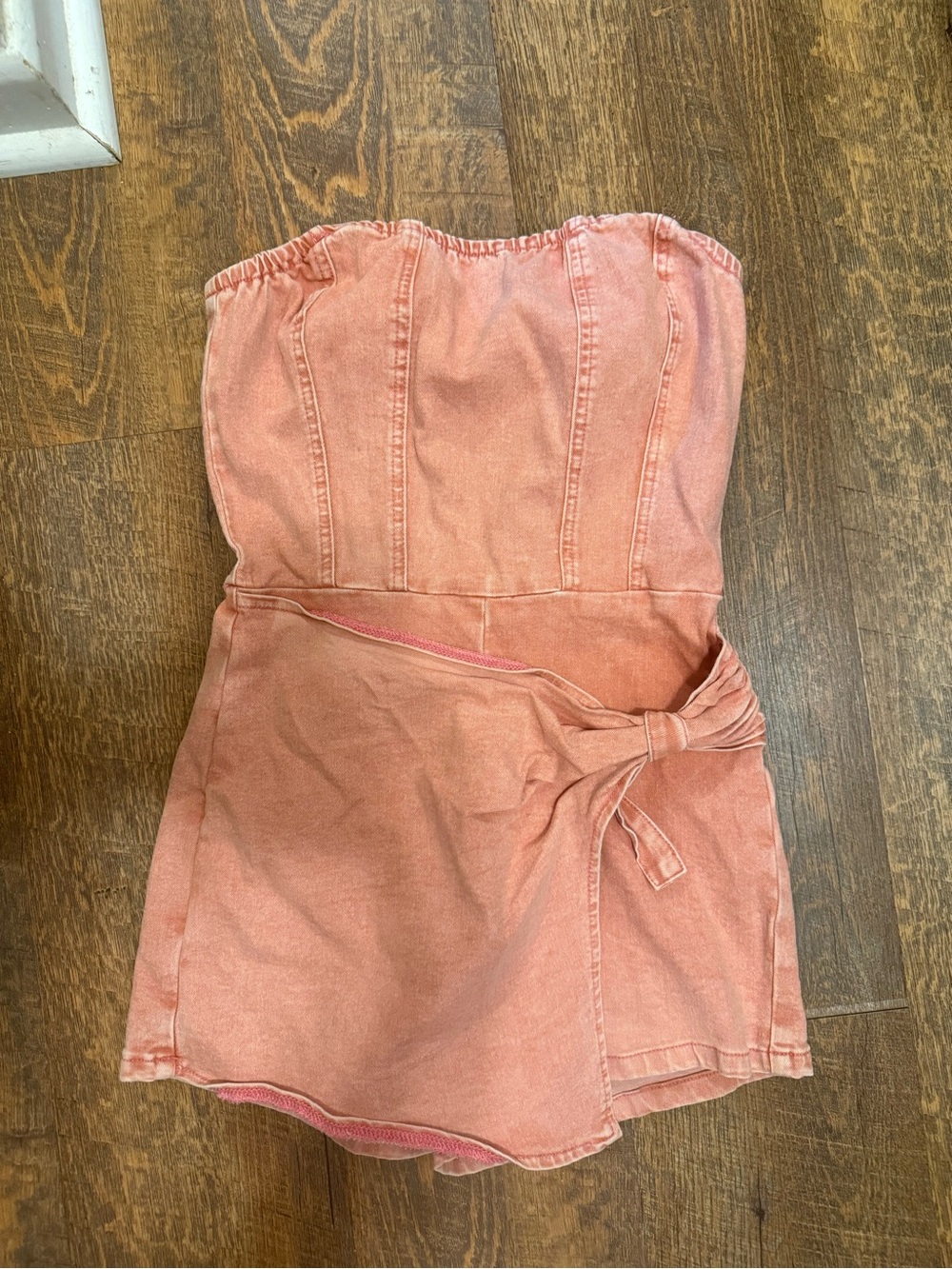 SHEIN Coral Acid Wash Strapless Corset Skort Romper Size Small